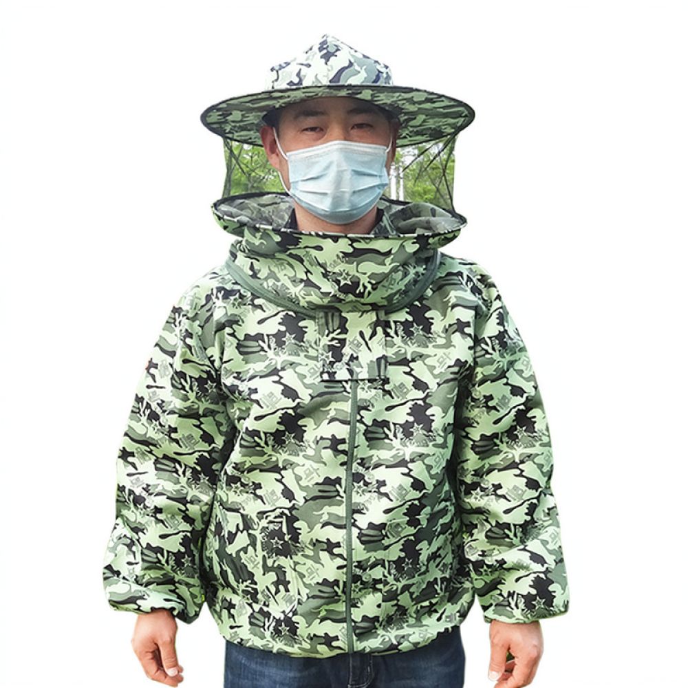 Agriculture Farming Hats - 迷彩柄の養蜂用保護ジャケット、通気性の良いメッシュ素材の作業着、養蜂用防護具、農業用保護具。