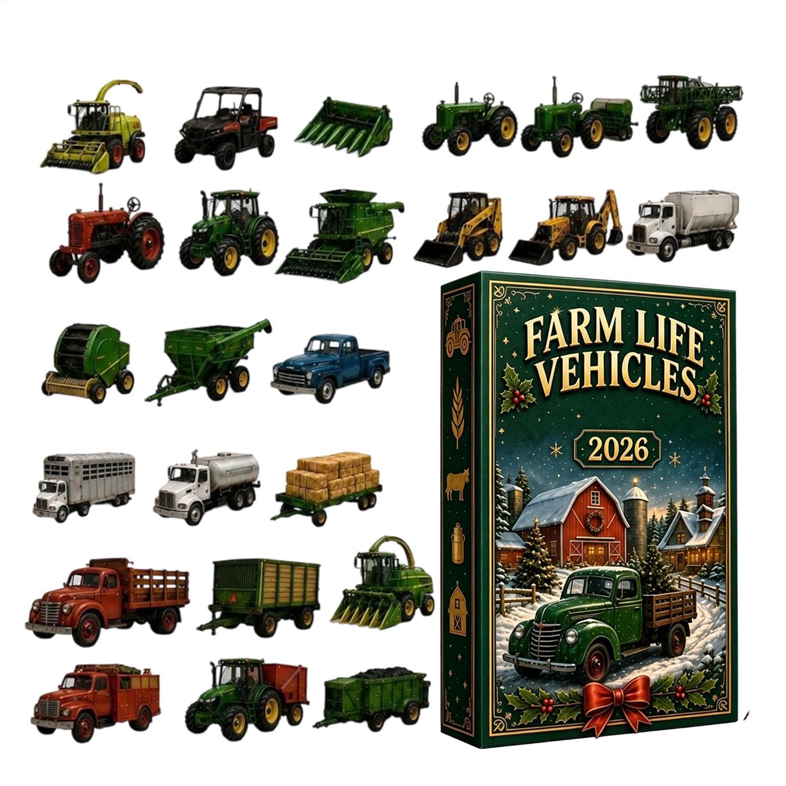 Agriculture Farming For Kids - 農場生活の乗り物カレンダー クリスマスアドベント 24日間 2Dアクリルオーナメント 農業機械 2026年