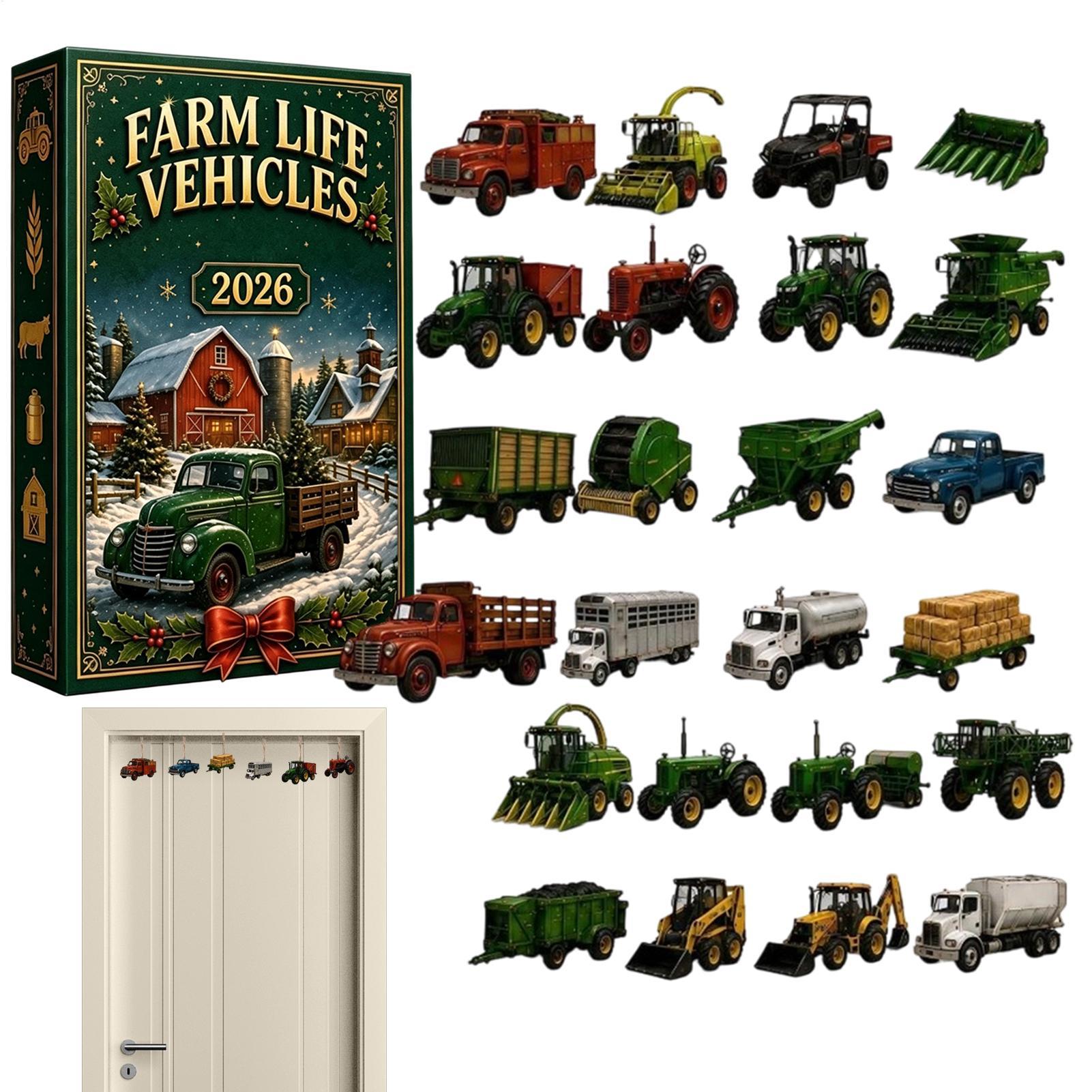 Agriculture Farming For Kids - 農場生活の乗り物カレンダー クリスマスアドベント 24日間 2Dアクリルオーナメント 農業機械 2026年