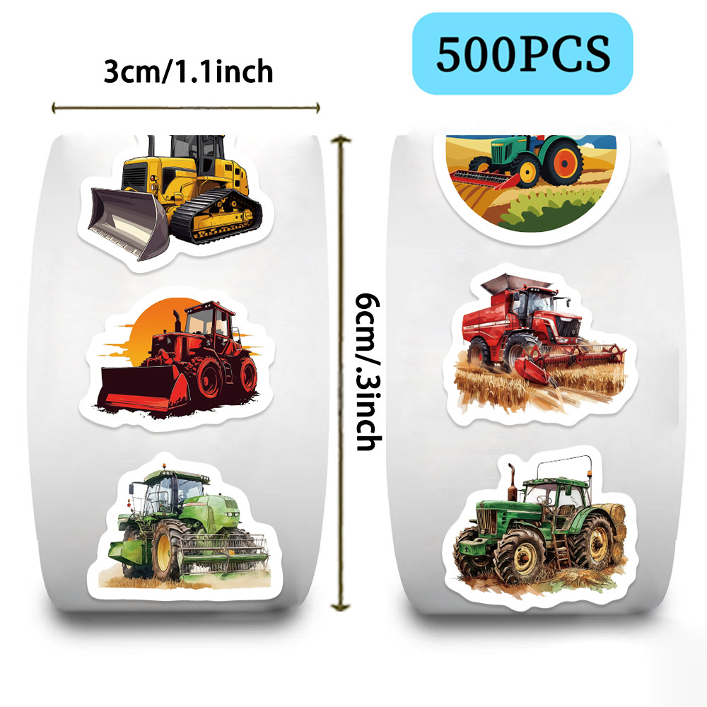 500枚入りファームトラクターステッカーロール 10種類のデ - Agriculture Farming For Kids のレビューと価格